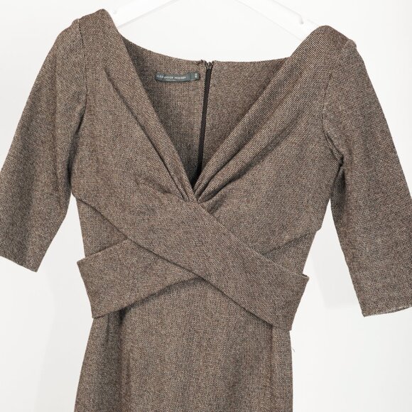 Alexander McQueen AW/05 Runway Brown Wool Tweed Crossover-Waist Dress - Picture 4 of 10